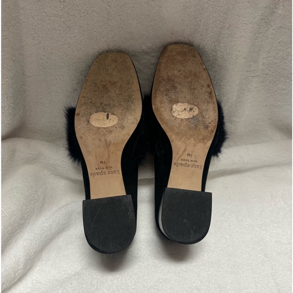Kate Spade Navy Suede Faux Fur Trim Pumps Size 7 - Picture 10 of 10